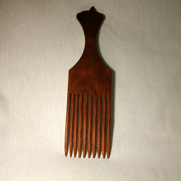 Vintage Hand Carved Wood Hair Comb or Hair Pick
